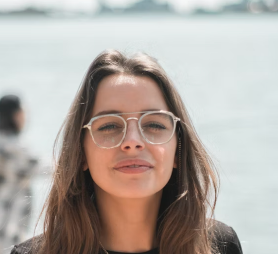 Woman wearing glasses outdoor portrait